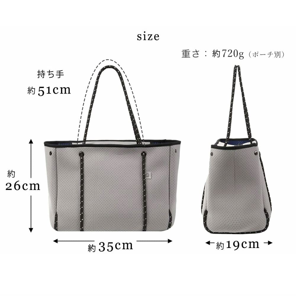 [qbag paris] Neoprene Medium Zippered Tote Bag, Neoprene Diaper Bag, Large Capacity, Lightweight, Washable, Casual, Business, Commuting, School, A4