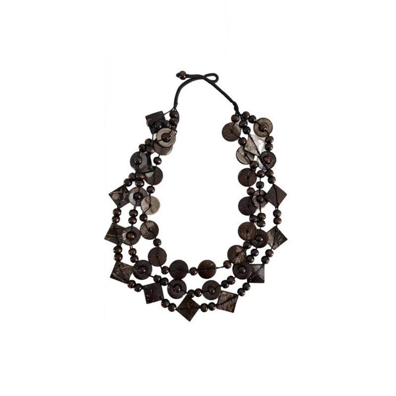 Vintage Bohemian Ethnic Style Multi-layer Beaded Coconut Shell Necklace Female Design Sense High Temperament Collarbone Chain