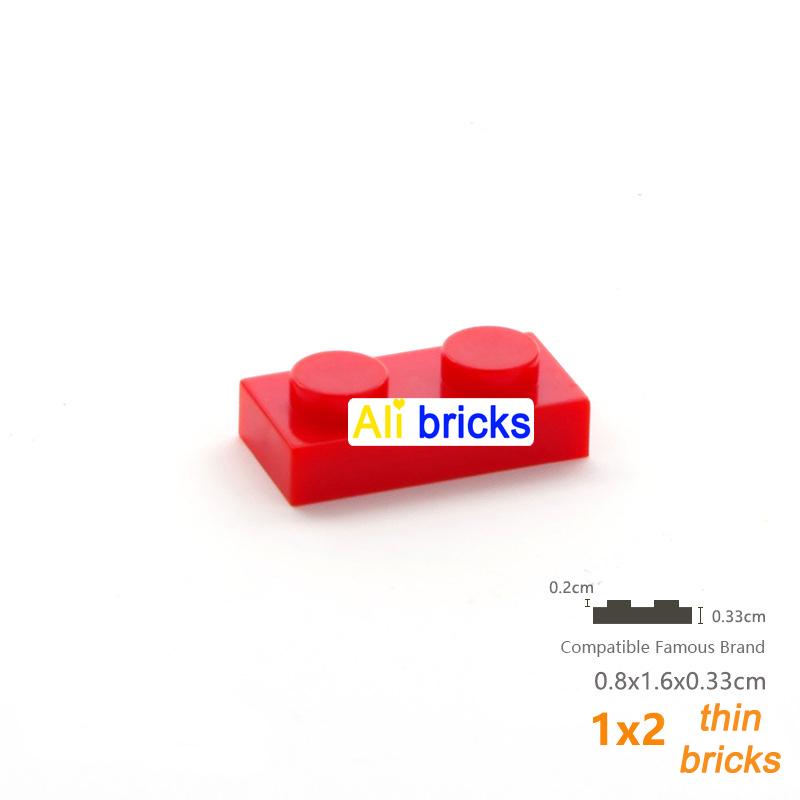 200pcs 1x2 Plate Brick Building Blocks Baseplate 3023 Accessories Bulk Parts Developing Classic MOC Brick Toys for Kids