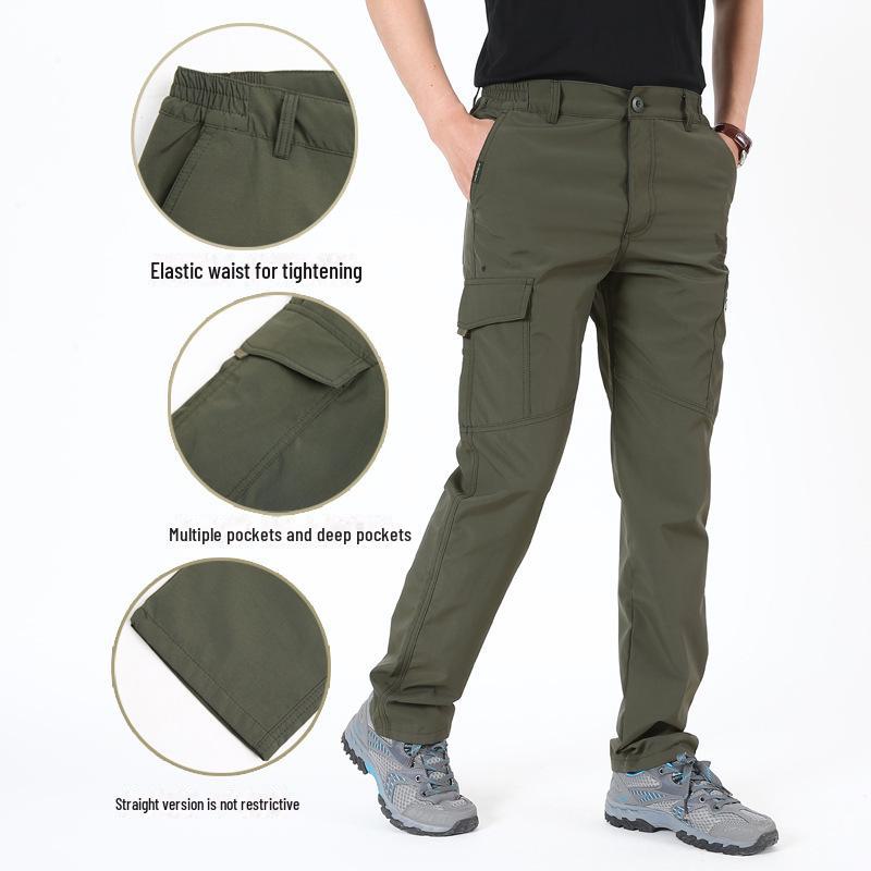 Herren Schnelltrocknende Mehrfach-Taschen Wasserdicht Winddicht Outdoor-Hose, Lockere Passform, Gerades Bein, S105
