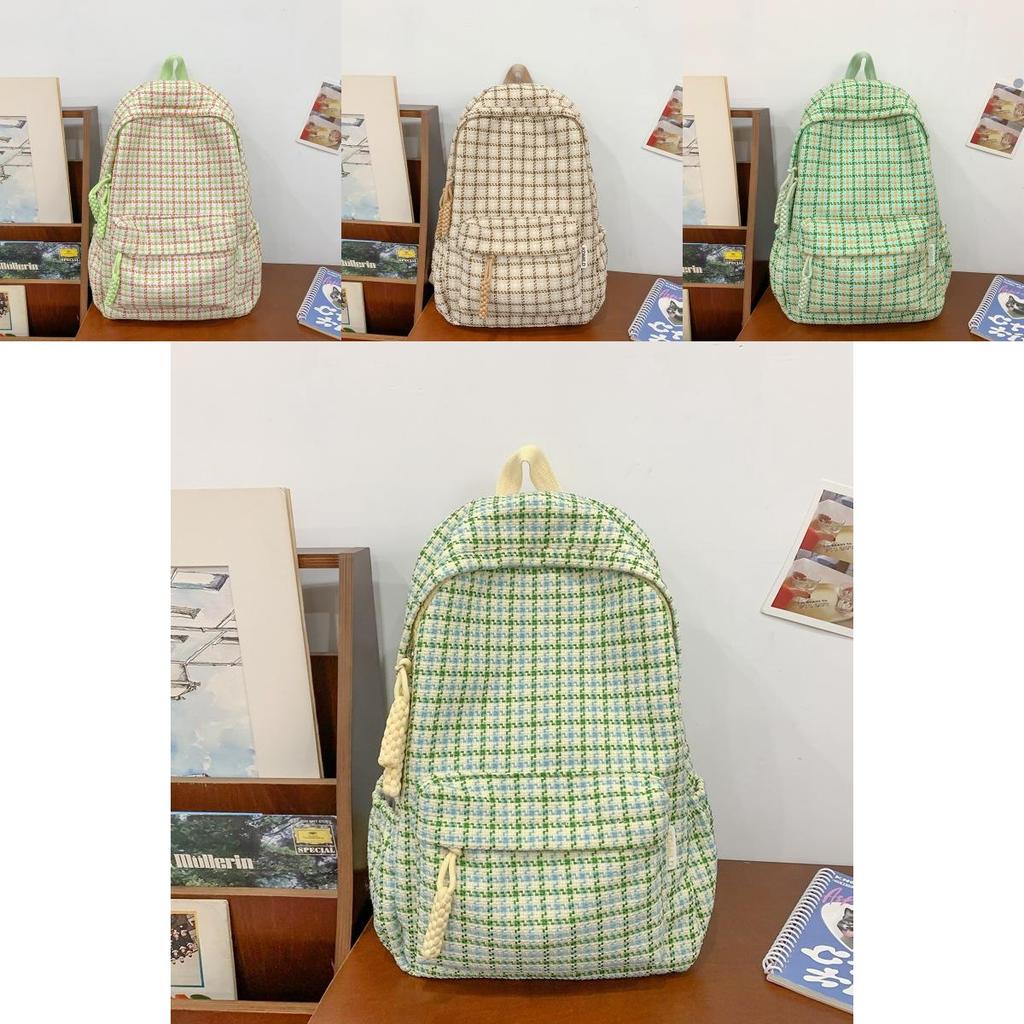 Chic Japanese Plaid Backpack High Quality Lightweight Long-lasting Design
