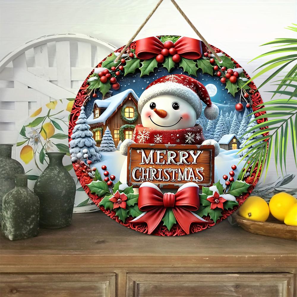 Christmas Decoration Sign,indoor Hanging decorations,2D Flat Wooden Products with Christmas Snowman pattern,Christmas Gifts for Friends and Family
