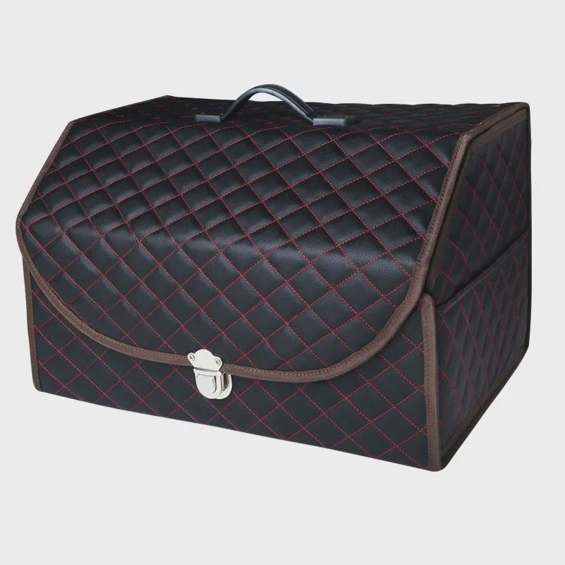 Foldable Leather Car Trunk Storage Box with Detachable Compartments