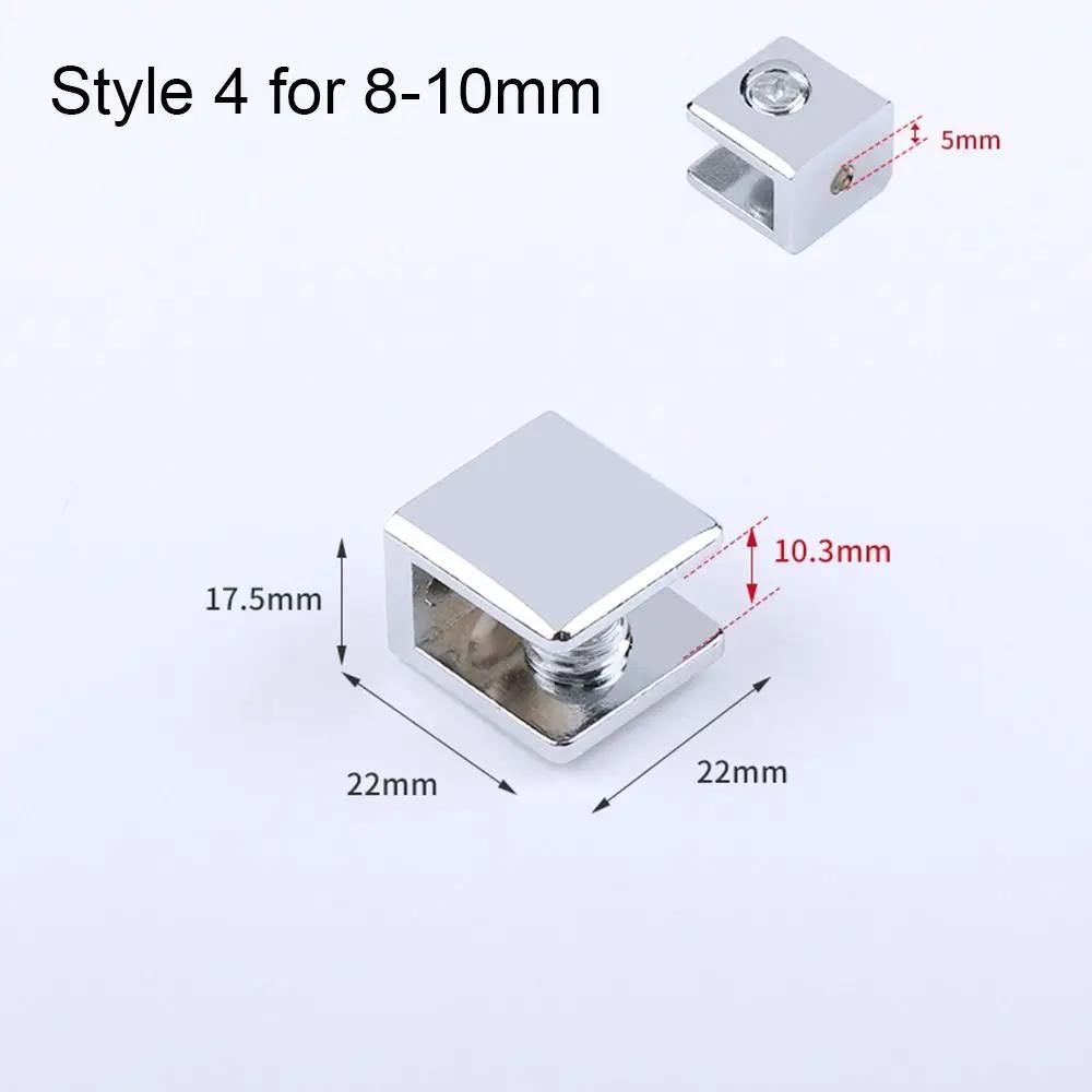 1Pc Glass Clamp 6-12mm Thicken Glass Plated Brackets Zinc Alloy Chrome Finish Shelf Holder Support Panel Brackets Shelves Clips