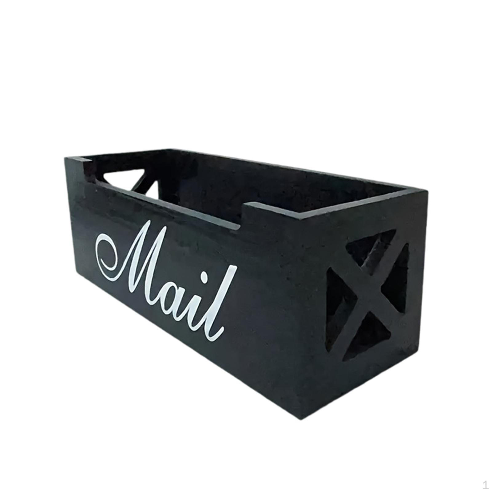 

Letter Holder Mail Storage Box Rustic Wall Mounted Organizer Wooden Tray Handmade Tabletop чорний