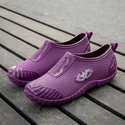 Fashion Rain Shoes Women's Adult Wear Non-slip Waterproof Rain Boots Short Tube Low-top Shallow Mouth Work Rubber Shoes