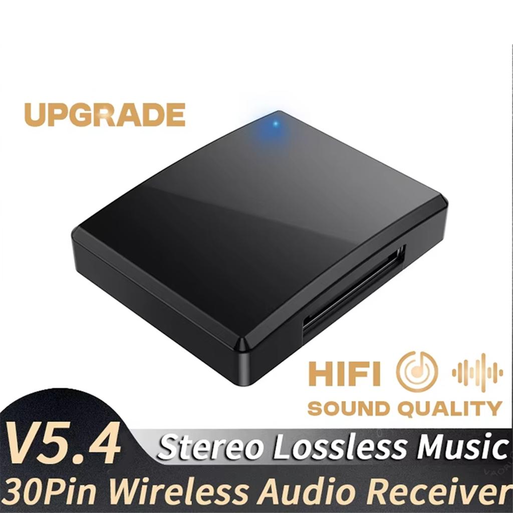 30Pin Bluetooth 5.4 Audio Receiver HIFI Lossless Music High Compatibility Wireless A2DP for 30 Pin Dock Analog Speaker