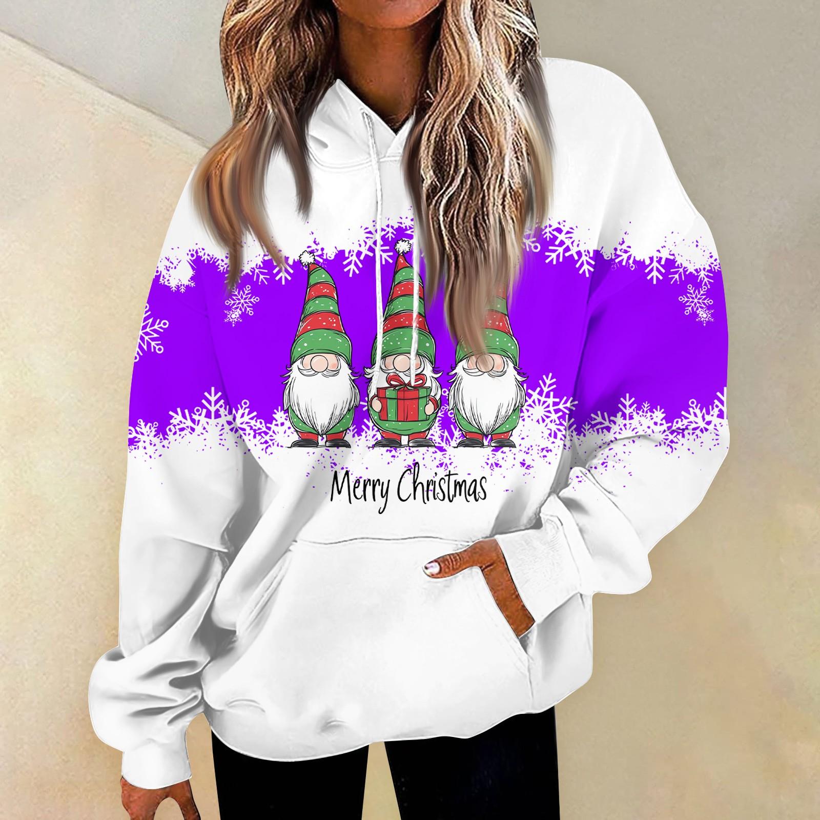 

Женские повседневные модные пуловеры с длинными рукавами и принтом, толстовки с капюшоном XXL фиолетовый