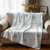Light Blue Polka Dot Bow Soft Flannel Blanket Breathable Warm Throw for Office Car Sofa Kids Room Birthday Xmas Gift