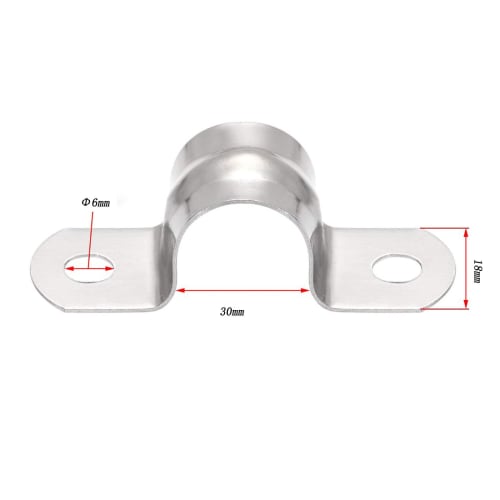 FUYUERO Stainless Steel Saddle Bands for Single Tube Pipes, 30mm Saddle Bands, Pipe Strap Clamps, Stainless Steel, Two-Hole U-Shaped Clamps for Fixing