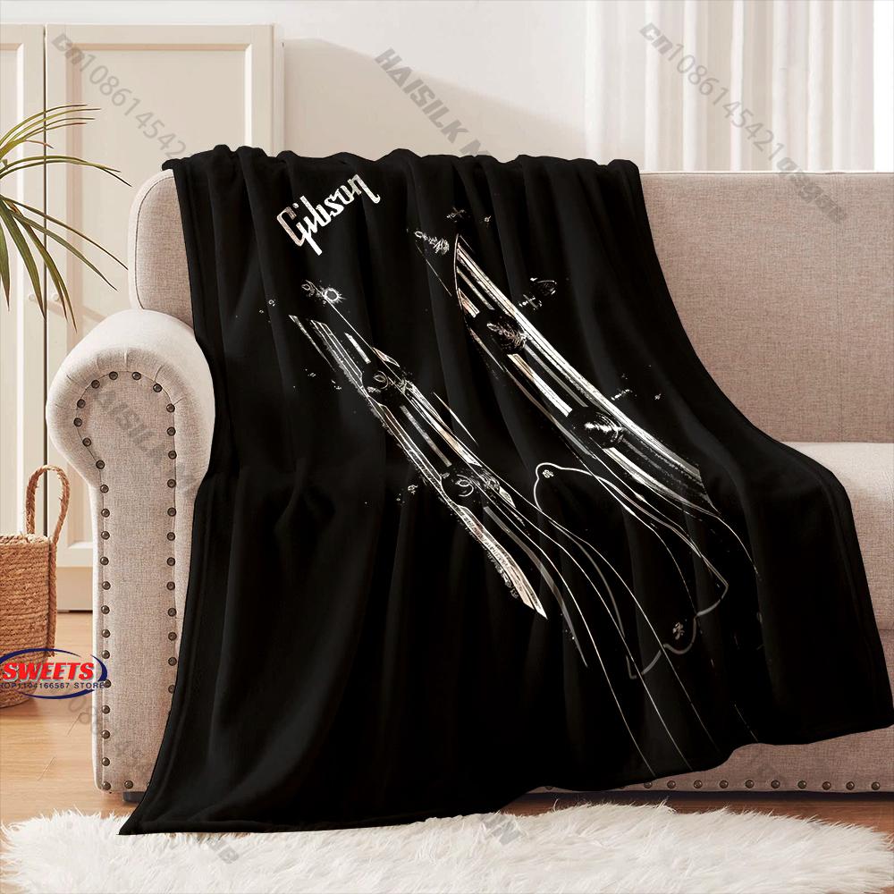 Classic G-Gibs0n Guitar Logo Print Blanket Warm Soft Comfortable Home Travel Blanket Sofa Bedding Cover Blanket Gift for Friends