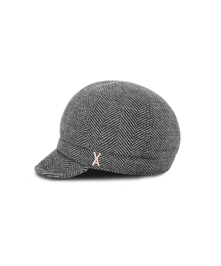 Bajal Va Studded Herringbone Slim Newsboy Cap Black