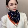 Magnetic buckle cotton and linen small square scarf silk scarf women's spring and autumn versatile neck protection scarf triangular scarf new warm sca