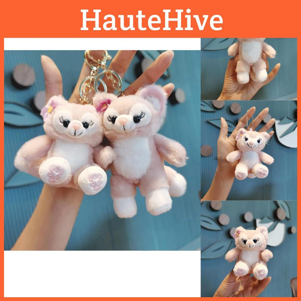 Adorable Pink Fox Keychain Plush Doll Charming Cake Decoration Gift Accessory