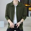 Einfarbiger Herren Herbst- und Winter Revers Pullover Strickjacke Jacke Koreanischer Stil Trendiges Freizeit-Oberteil