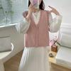 Autumn Sweater Vest Women Beaded Preppy Style Thin Sleeveless Knit Cardigan Waistcoat