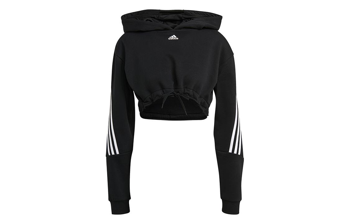 Adidas Crop Hoodie Sweatshirt Women s Black H47479 S