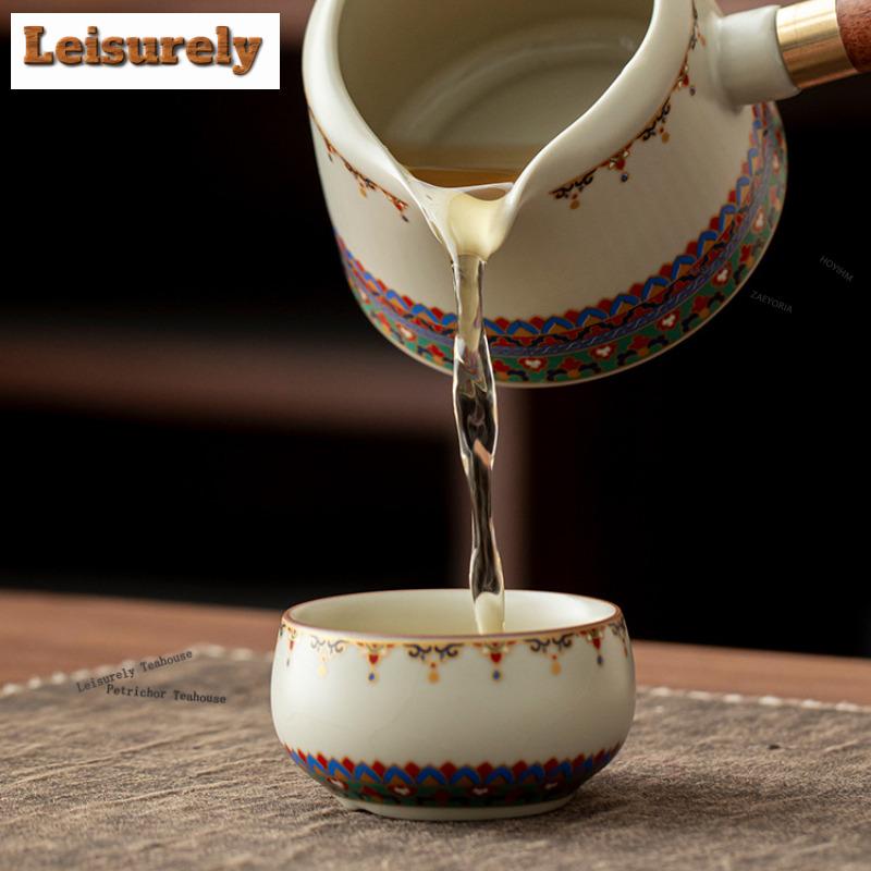 111ml Dunhuang Ru Kiln Arhat Teacup Luxury Tea Bowl Sample Tea Cup Tea-tasting Fragrance Cup Jianzhan Master Cups Drinkware