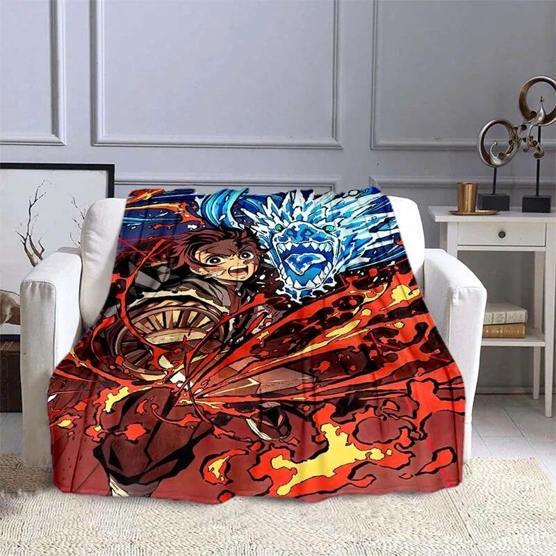 Anime Demon Slayer Decke, superweich, warm, Flanell-Überwurf, Picknickdecke, Decken für Betten, Picknickdecke