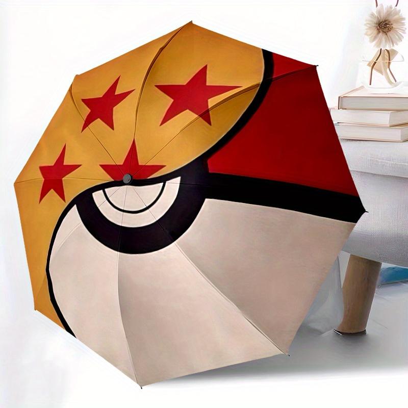 Pokeball Stars Pokemon Automatic Open/Close Umbrella Folding Umbrella,Portable Compact Perfect Gift for Birthday, Christmas0809203