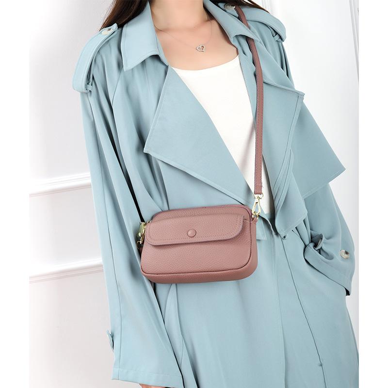 Leather bag women's oblique span summer fashion casual shoulder bag 2025 new model put mobile phone clutch women's bag