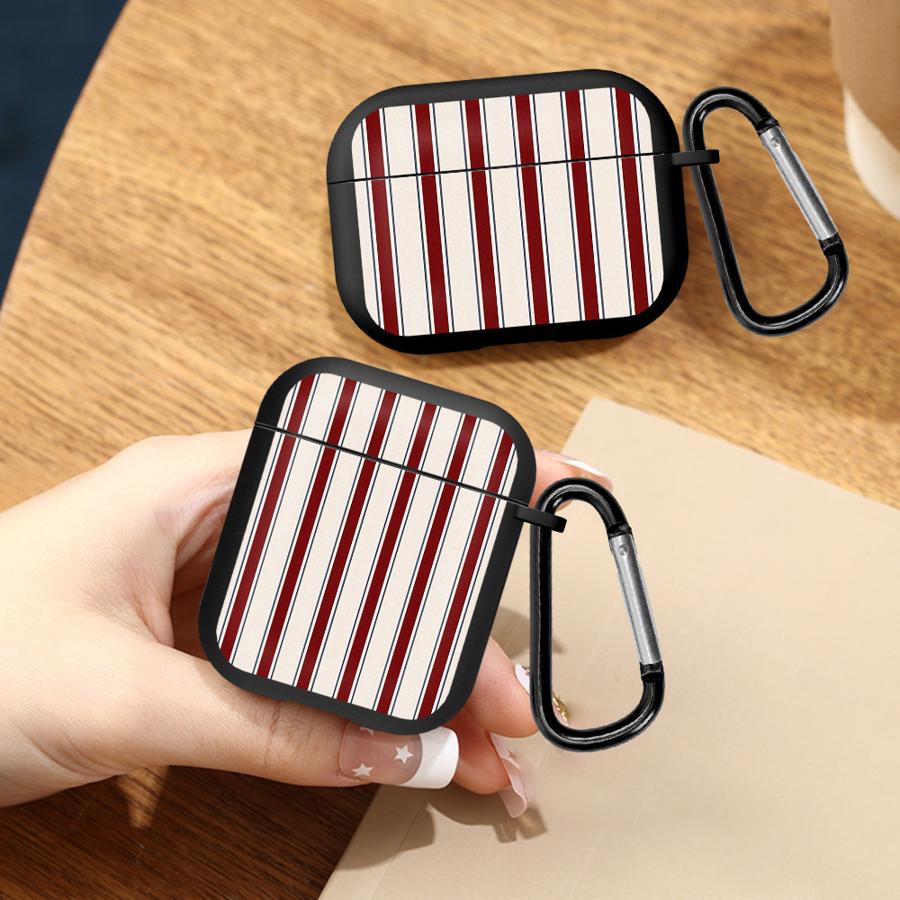 Red White Stripes Case For Airpods Pro 4 Pro3 Pro2 2 3 1 Earphone Cases Cover
