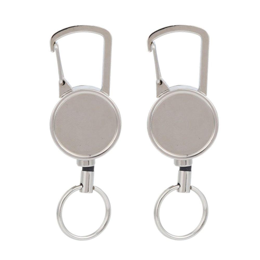 2 Pcs Antitheft Key Chain All Metal Retractable Keychain Durable Belt Clip  Outdoor