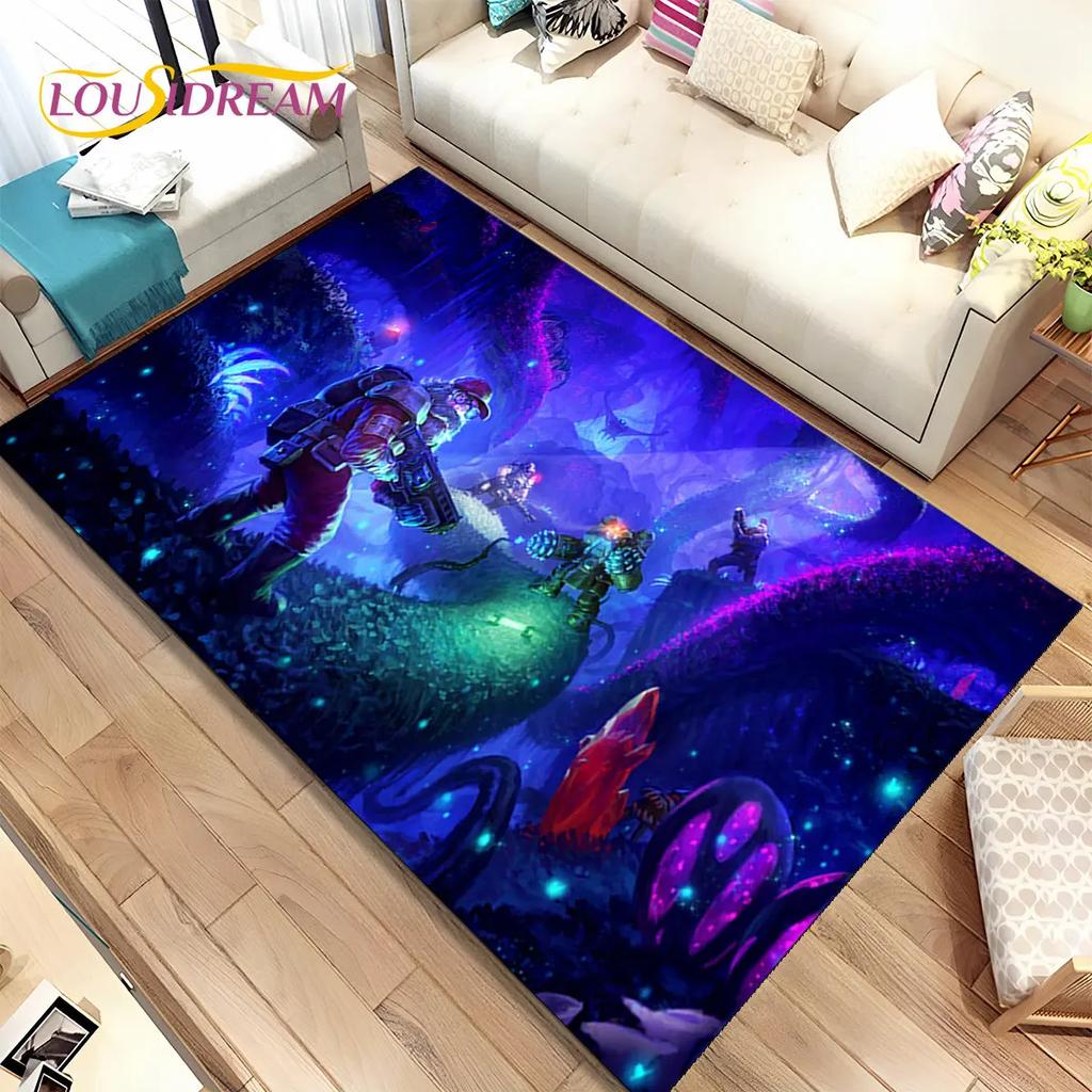 3D DRG Deep Rock Galactic Game Gamer Area Rug,Carpet Rug for Living Room Bedroom Sofa Doormat Decoration,kids Non-slip Floor Mat