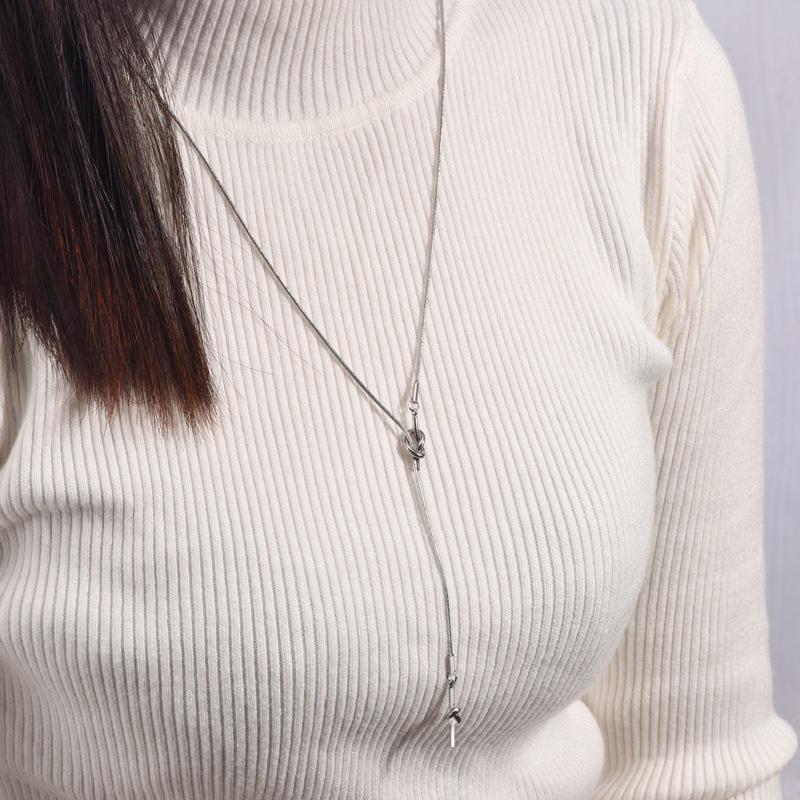 

Gold-Plated Heart-Shaped Knotted Stainless Steel Sweater Necklace
