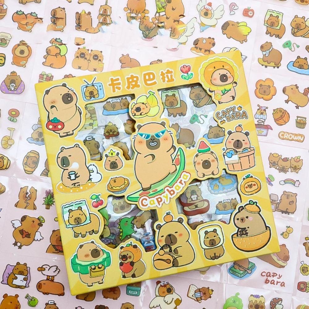 100PCS Stationery Children Sticker Cartoon Capybara Water Cup Decal  Birthday Gift