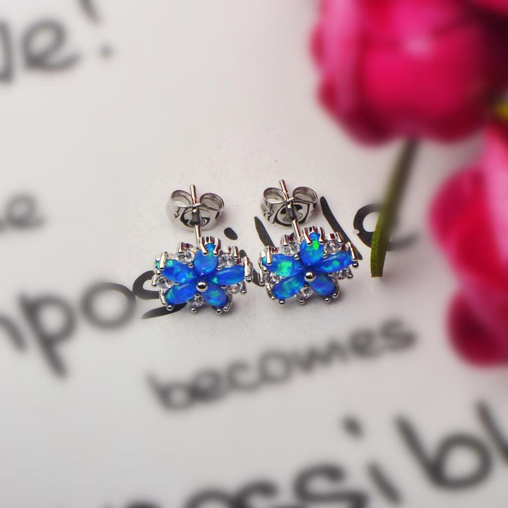Women's Opal Flower Earrings
