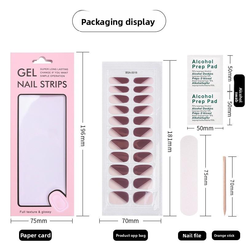 Nail Art Sticker Free Baking Solid Color Semi-Curing Nail Sticker