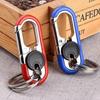 Rotatable Lock Carabiner Keychain Rustproof Metal Double Ring Anti-Lost Key Holder for Camping Hiking Gears