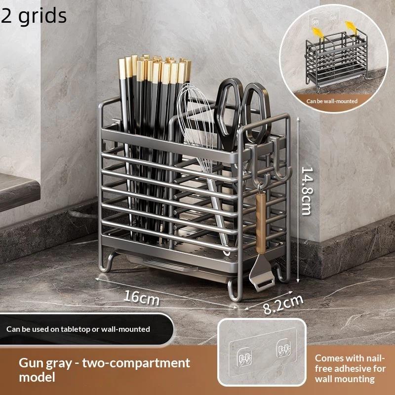 Wall-Mounted No-Drill Cutlery Rack Stainless Steel Space-Saving Anti-Scratch Utensil Organizer for Home Kitchen Storage
