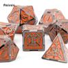 7 Pcs Orange Silver Double Swords Metal Dice Solid Polyhedral Dice Set Suitable for Role-Playing RPG    Board Game