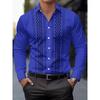 2026 Men Slim Fit Long Sleeve Geometric Line Print Dress Shirt Formal Business Casual Button Down Office Top Camisa Masculina
