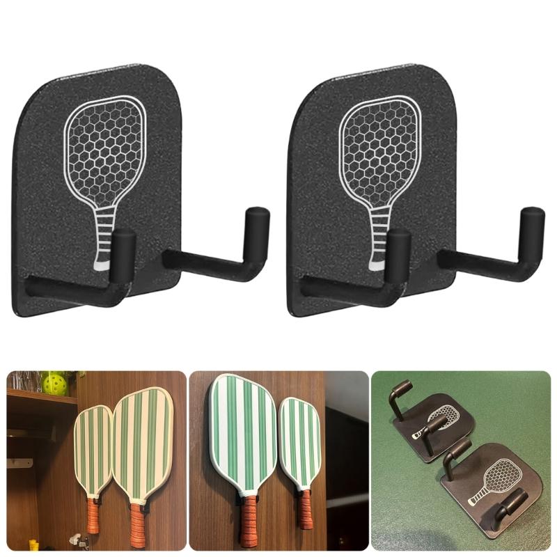 2Pcs Universals Pickleballs Paddles Holder Wall Mount Hanger Stainless Steel Pickleballs Fence Hook Tennis Rackets Clip