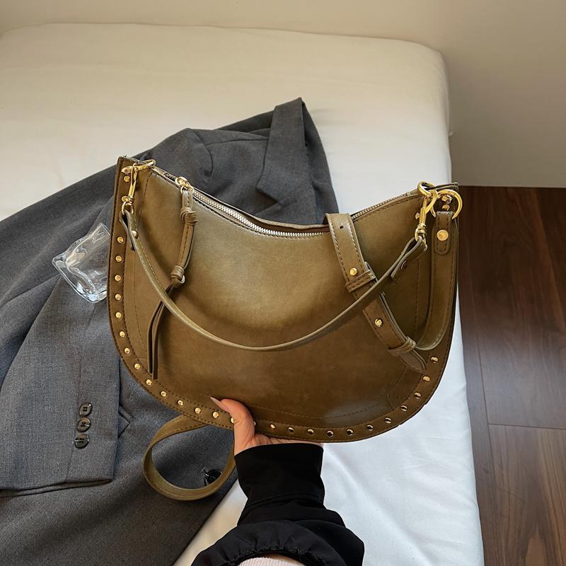 Rivet Crossbody Bag Women's Vintage Underarm Bag Commuter Shoulder Bag