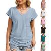 Women's Spring/summer Solid Color V-neck Pocket Short-sleeved T-shirt Top