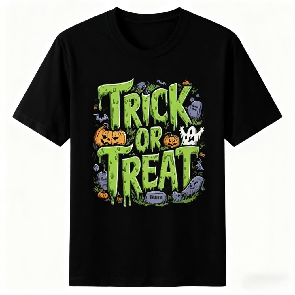 New Vintage Trick or Treat Halloween Tee Retro Pumpkin Ghost Print Cotton T-Shirt Spooky Fun Top for Men Women