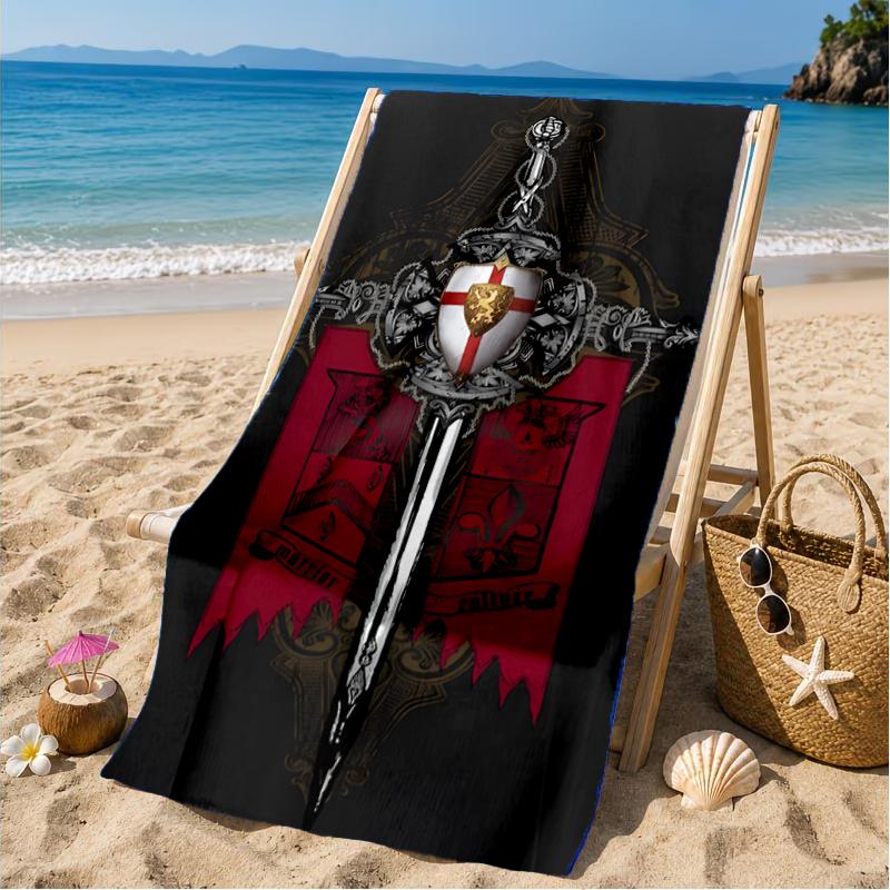 Knightly Valor And Patriotism Beach Towel, Microfiber Beach Towel, Perfect For Pool, Beach, Travel, Home Decor Beach Party Fan gifts