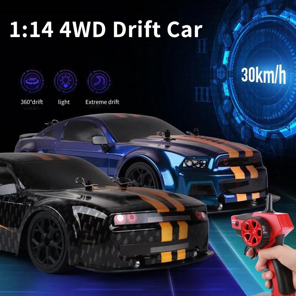 Remote Control Car, 1:14 2.4GHz 30km H Four Wheel Drive High Speed Remote Control Drift Racing Car with Cool Lights 3