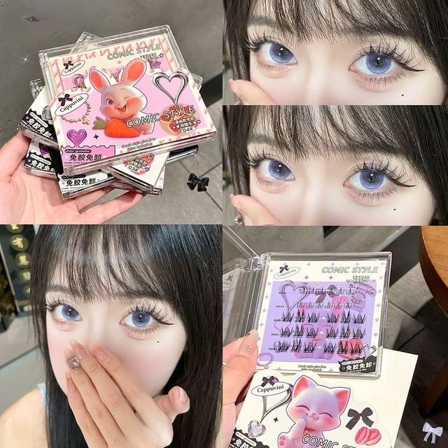 Aimo - Набор: Натуральные пушистые кластерные накладные ресницы без клея + Нижние накладные ресницы