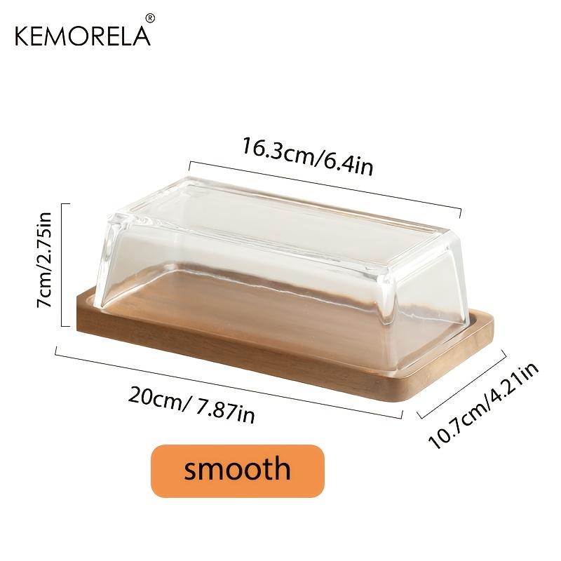 Creative Cheese Butter Plate Rectangular Wooden Tray Glass Cover Storage Box Cake Dessert Bread Dim Sum Plate Table Tableware