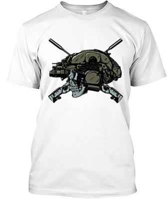 New Tactical Skull With Cross Rifles Art Retro Funny Classic Gift T-Shirt M-3XL