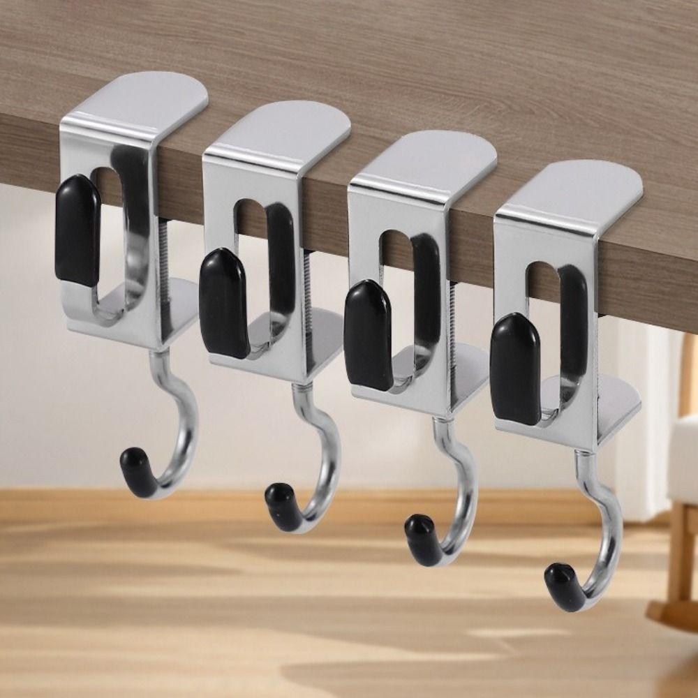 2PCS Punch-free Double Hook Backpack Hook Steel Table Side Backpack Rack  Dormitories