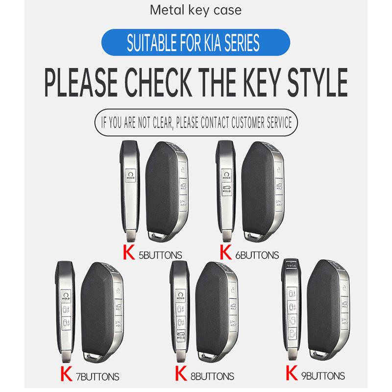Zinc Alloy Leather Car Key Cover Fob Case Shell For Kia Picanto Sorento Mq4 Carnival Ka4 Morning K5 Carens Ev9 Seltos