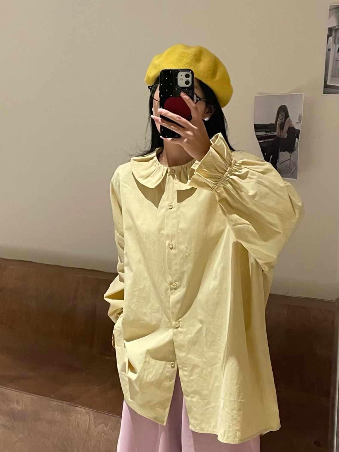 

Da7 Women s Spring Loose Fit Plus Size Peter Pan Collar Long Sleeve Shirt One Size