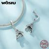 WOSTU 925 Silver Paperclip Link Heart Chains Bracelets Fit Charm Beads Basic Opening Bracelet Wristband Jewelry Gift