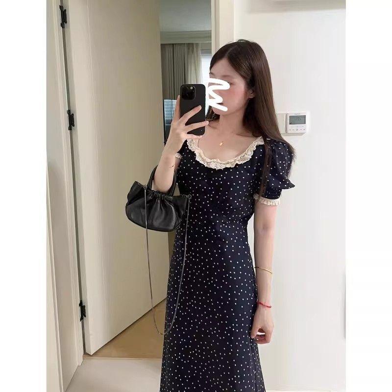 LC gentle wind French u-neck polka dot dress children's new summer simple, generous and decent temperament